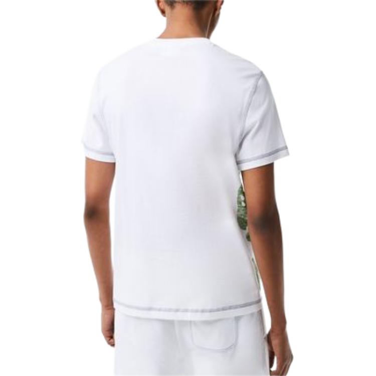 LACOSTE French Crocodile Large Animal Pattern Print Round Neck Short Sleeve T-shirt Men's White