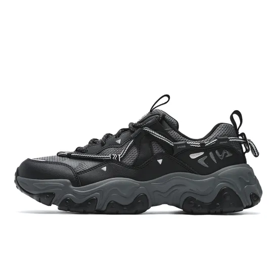 FILA Cat Paw 5th Generation Running Shoes Men Low-Top Black/Castle Gray