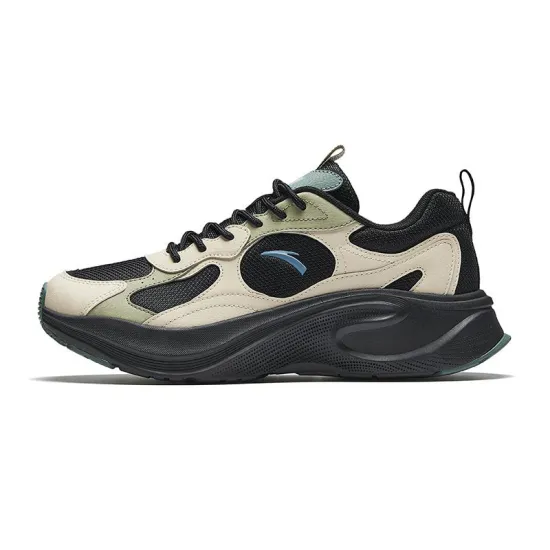 ANTA Running Shoes Men Low-Top Black/Beige Yellow/Washed Green