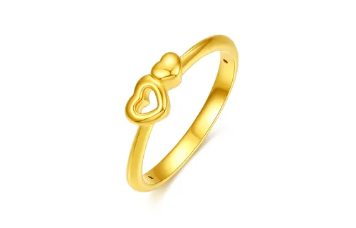 Saturday Blessing [Send in 520 Seconds] Jewelry Ring Two Hearts Depend on Each Other 5D Hard Gold Ritual Expression of Romance Pure Gold Priced by Gram Gold Ring Women’s Style