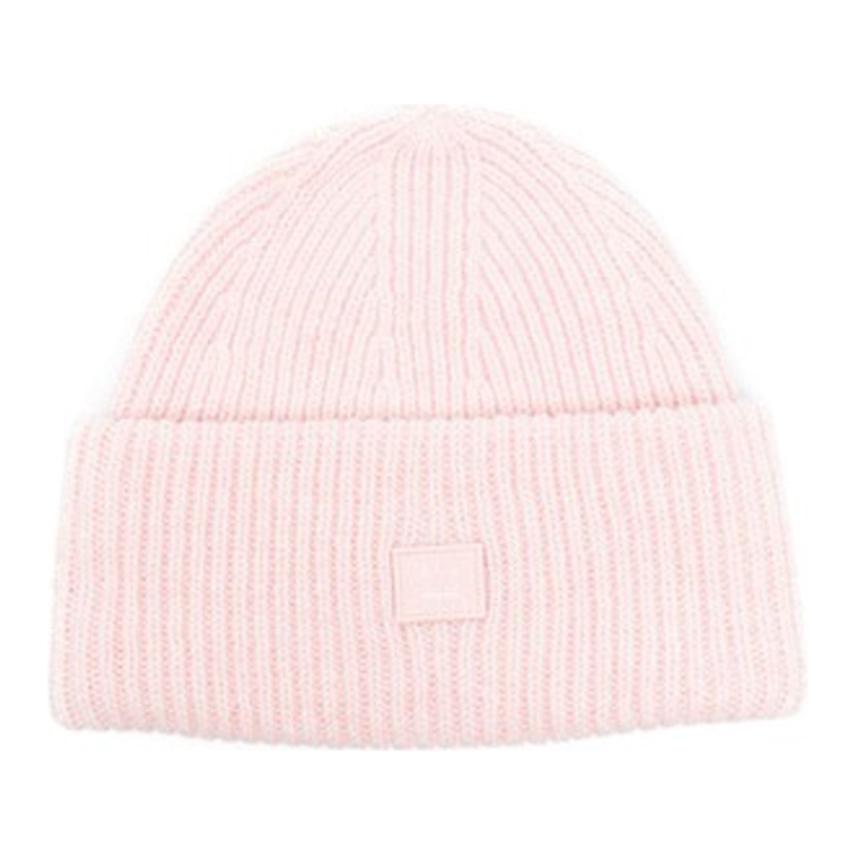 Женская шапка Acne Face Beanie (розовая)