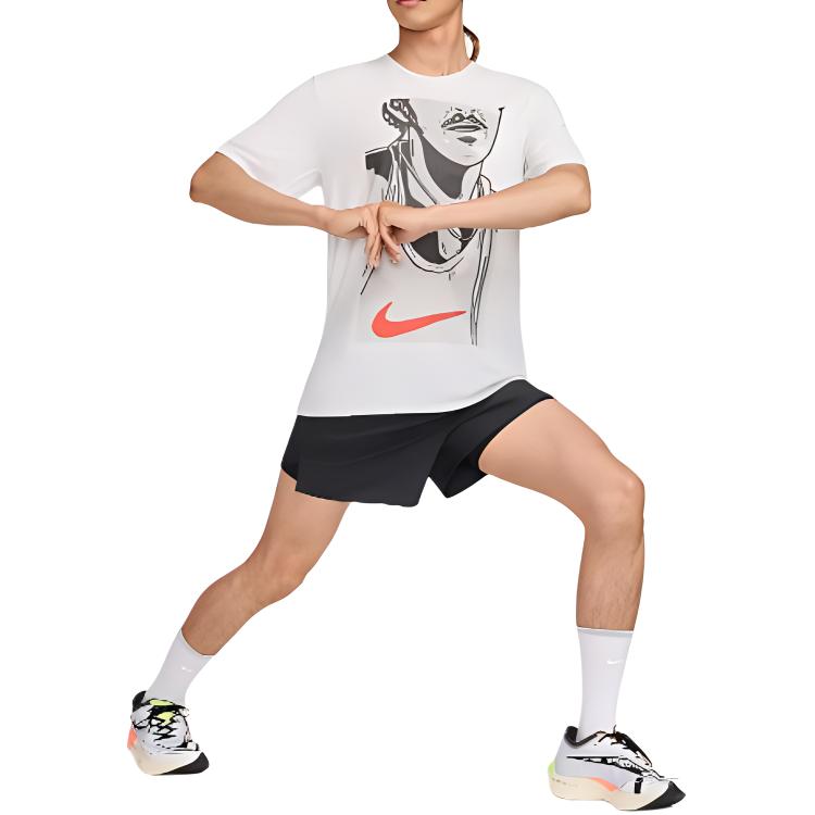 Nike Dri Fit Rise 365 Running T Shirt Men’s Mountain Peak White