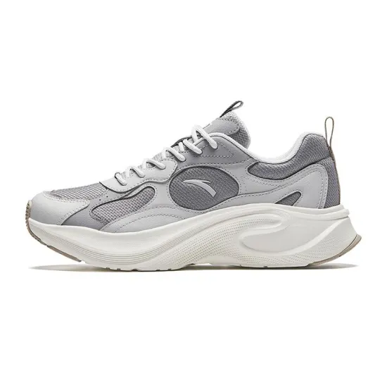 Anta Anti-Slip Wear-Resistant Low-Top Casual Running Shoes Men's Gray White