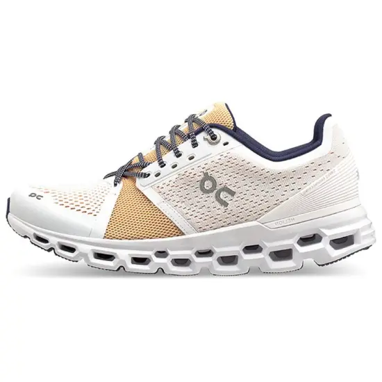 On Cloudstratus Cushioned Slip-Resistant Low-Top Running Shoes Women's White Yellow