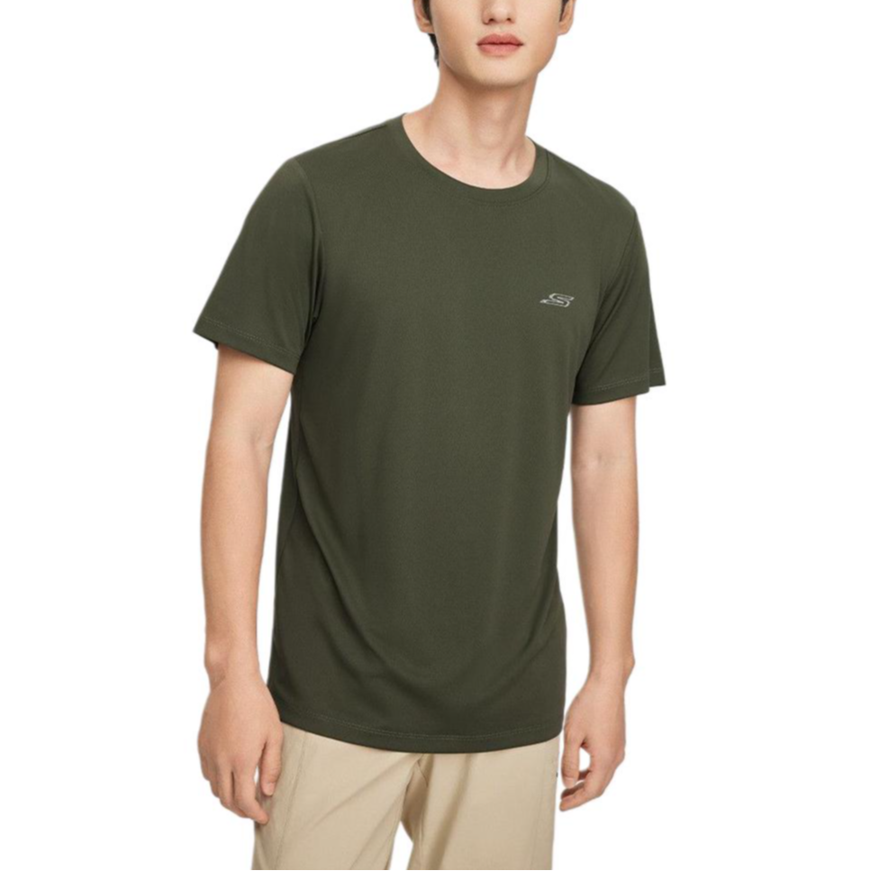 Skechers Quick Dry T Shirts Men’s Black Forest Green