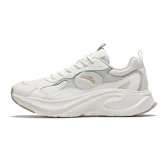 ANTA Running Shoes Men Low-Top Ivory White/Cumulus Grey