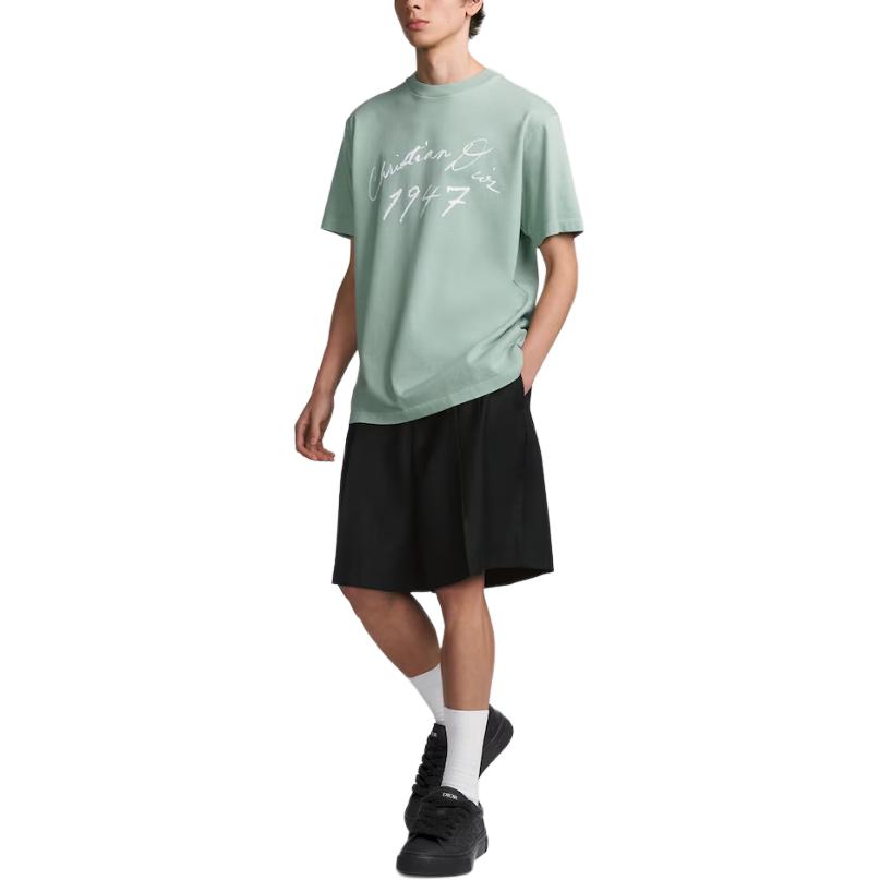 Мужская футболка Dior Logo Print Tee (зеленая) — фото 3