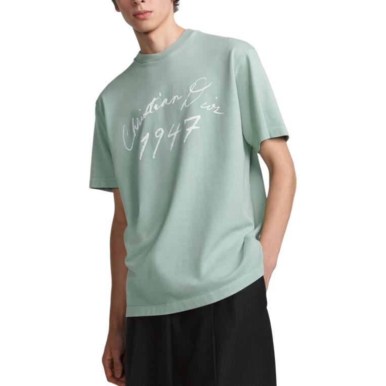 Мужская футболка Dior Logo Print Tee (зеленая) — фото 4