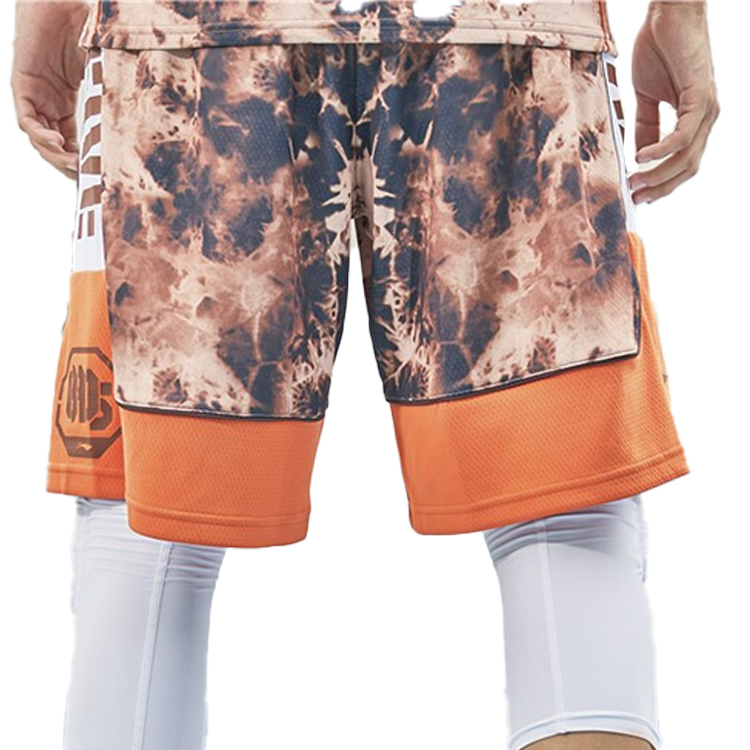 Li Ning Basketball Shorts Men’s Brown Ice Grain All Over Print