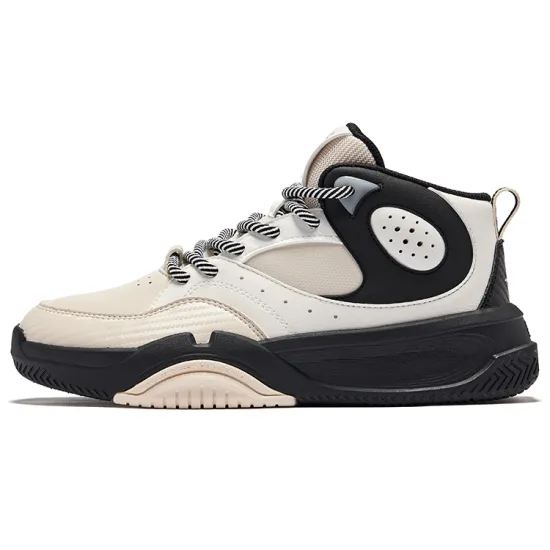Erke DynaSky Skateboard Shoes Women's High-Top Egg Milk Gray/Microcrystal White/Jet Black