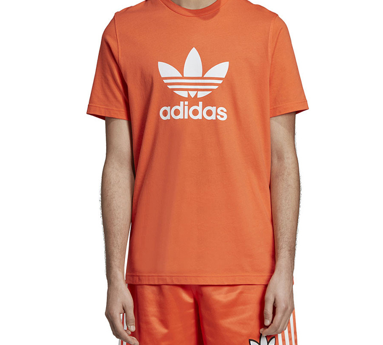 Мужская футболка adidas originals Trefoil (оранжево-желтая) — фото 3