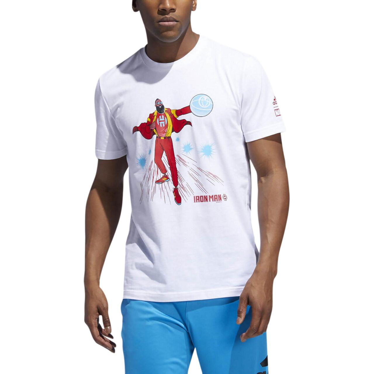 Мужская футболка adidas x MARVEL Harden Iron Man T (белая) — фото 3