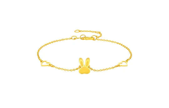 ZHOU LIU FU 5G Gold Chinese Zodiac Year Sweetheart Rabbit Hand Jewelry Good Luck Solid Gold Priced In Gram Bracelets