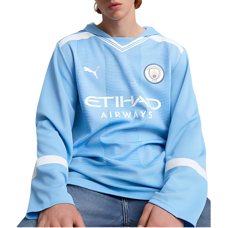 PUMA Manchester City Oversized Winter Football Jersey Soccer Jersey Men’s Light Blue