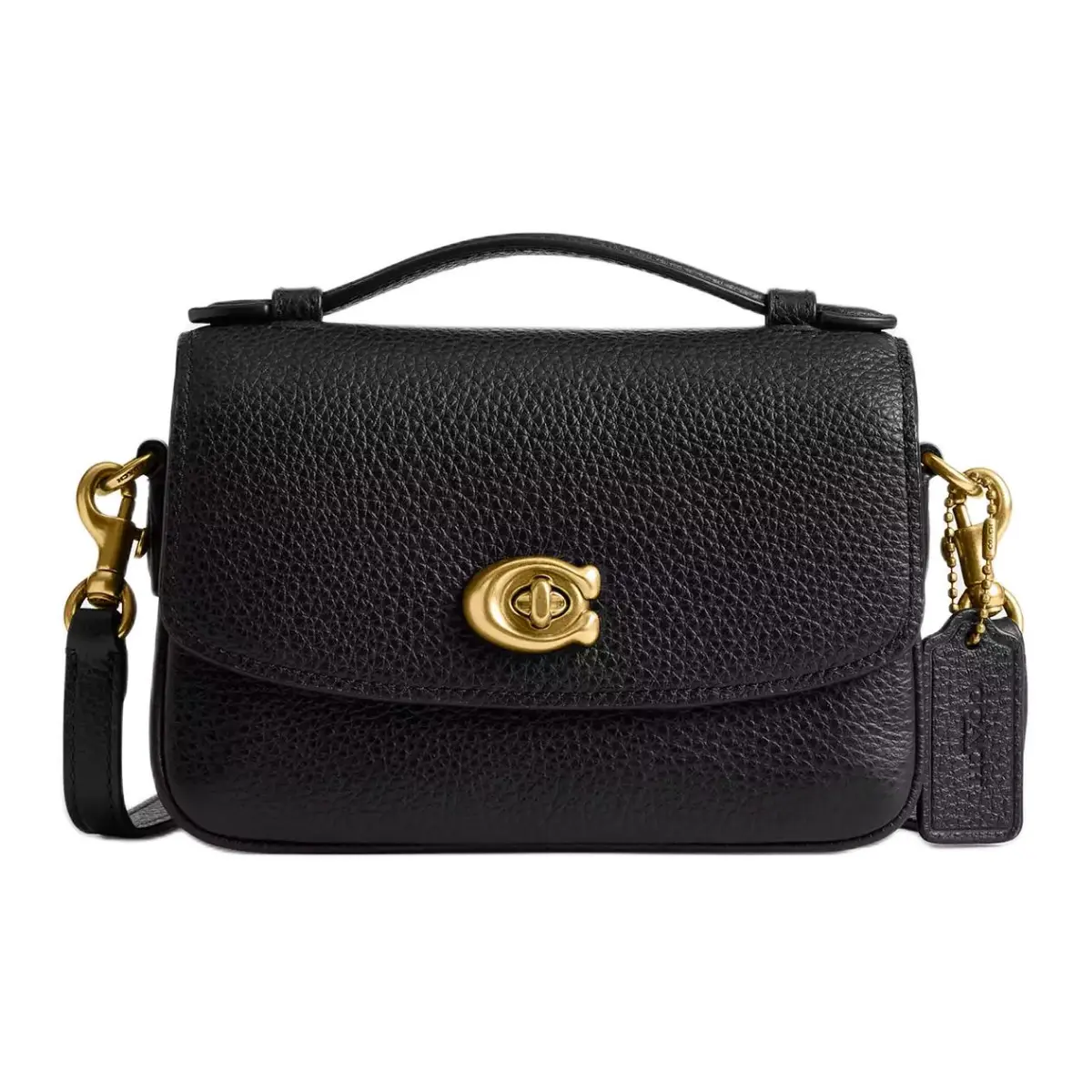 COACH Cassie Refined Pebbled Leather Shoulder Bag, Crossbody Bag, Handbag Small Women's Black