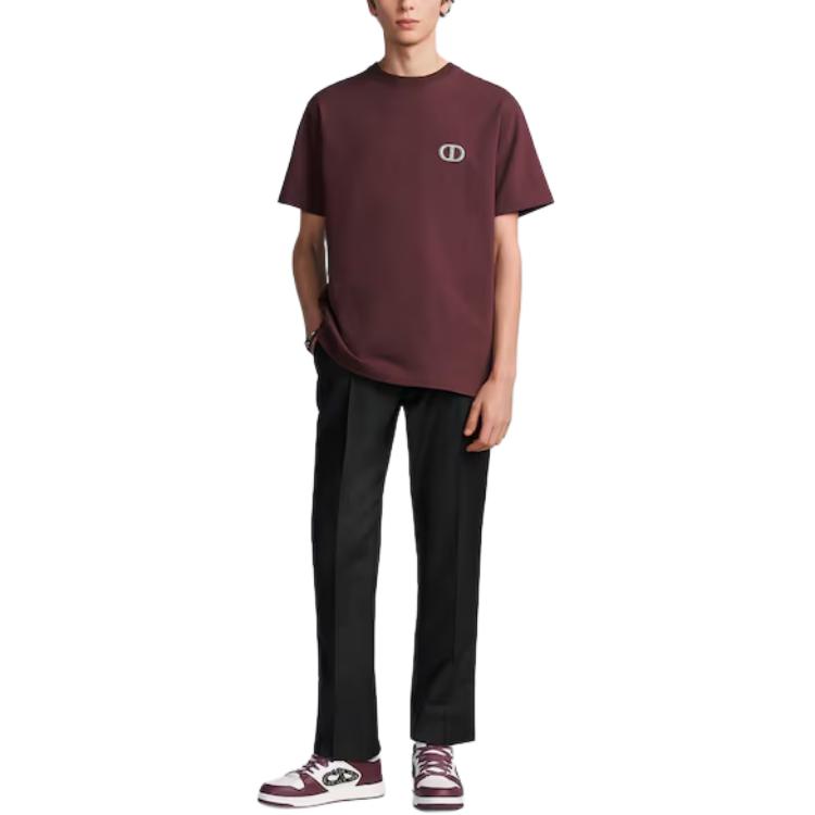 Мужская футболка Dior Cd Icon T-Shirt, Relaxed Fit (темно-красная) — фото 4