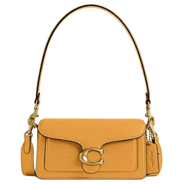 COACH Tabby Polished Pebble Leather Portable Crossbody Bag, Shoulder Bag Small Women's Mustard Yellow