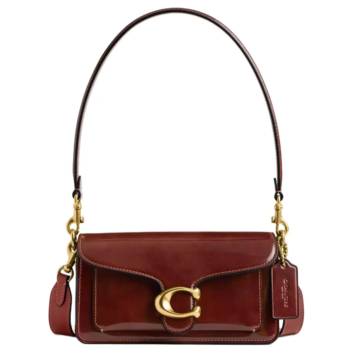 COACH Tabby Smooth Leather Portable Crossbody Bag, Shoulder Bag Small Women's Dark Brown