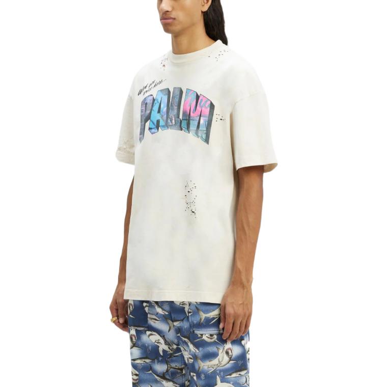Мужская футболка PALM ANGELS SS23 Logo (белая) — фото 2