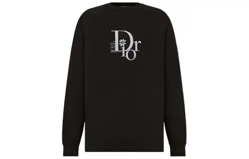 DIOR T Shirts Men's Black Crew Neck Moderate Straight Fit