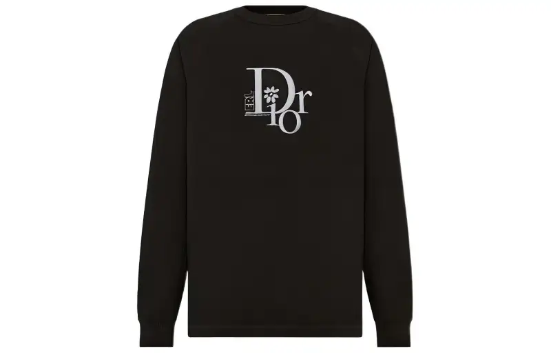 DIOR T Shirts Men's Black Crew Neck Moderate Straight Fit