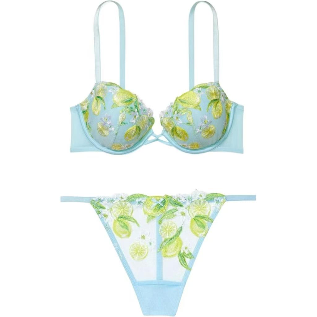 Женское нижнее белье Victoria's Secret (синее с цветами)
