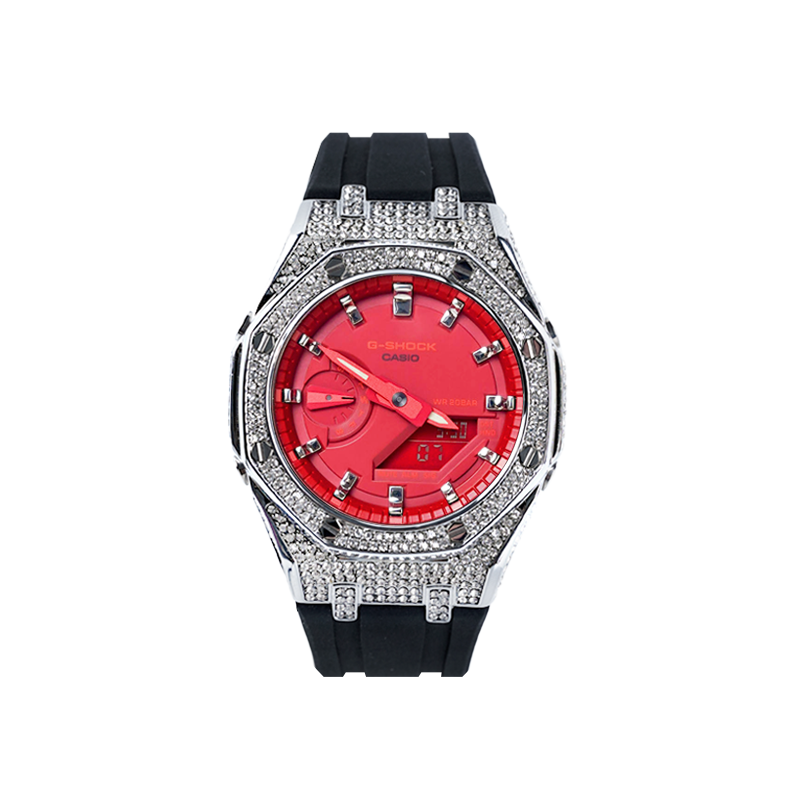 Casio, quartz rubber modified watch strap for men and women, red dial, custom-made, quartz mechanism, Japanese and Korean