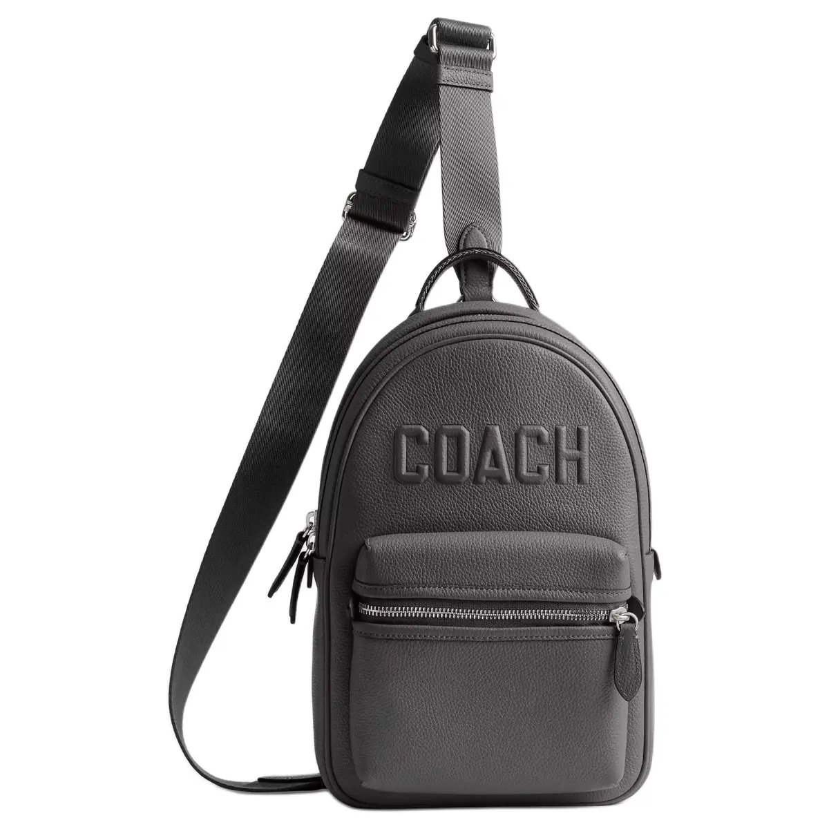 COACH Charter Refined Calfskin Sling Bag, Crossbody Bag Small Men's Charcoal