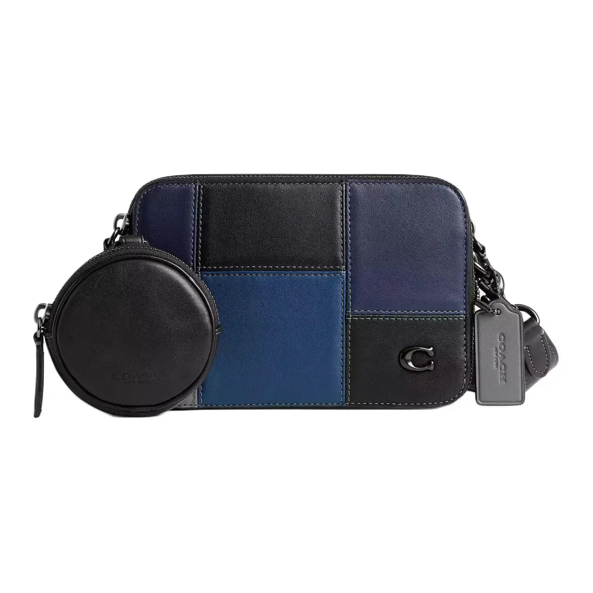 COACH Charter Smooth Leather Shoulder Bag, Crossbody Bag Small Women's Black & Blue