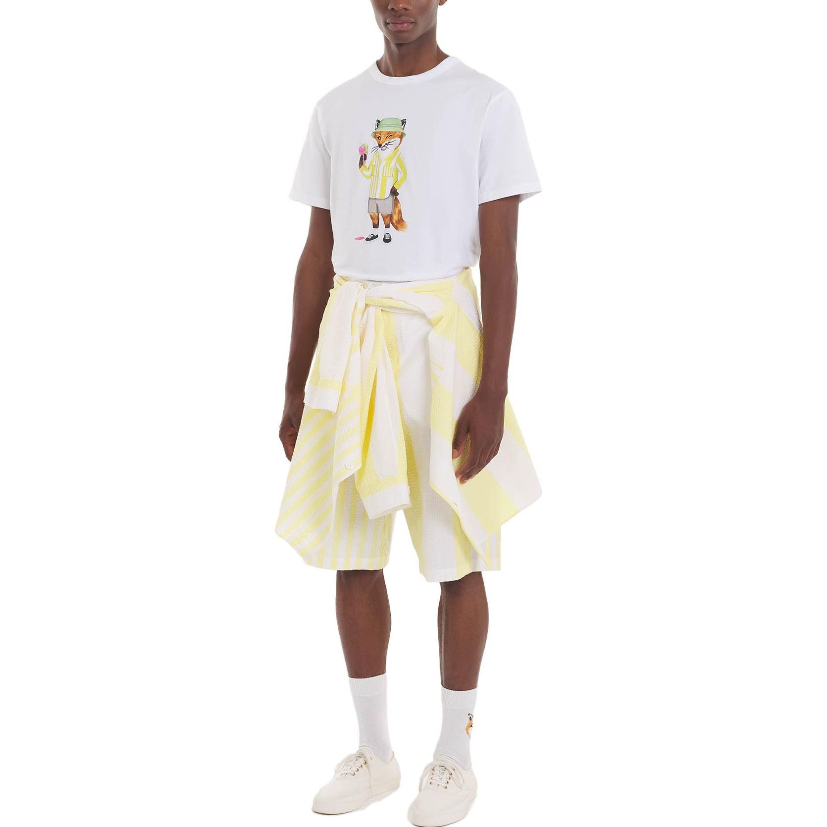 Мужская футболка Maison Kitsune SS23 (белая) — фото 3