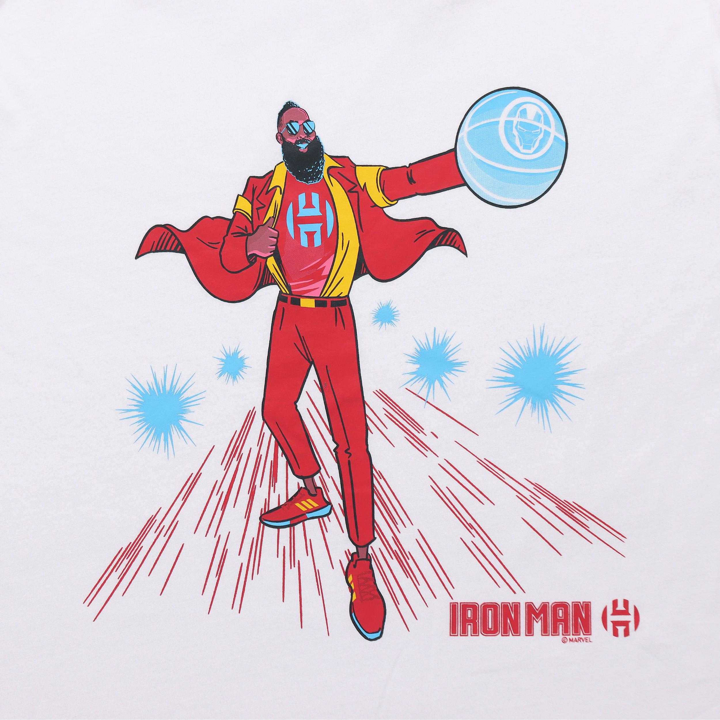 Мужская футболка adidas x MARVEL Harden Iron Man T (белая) — фото 5