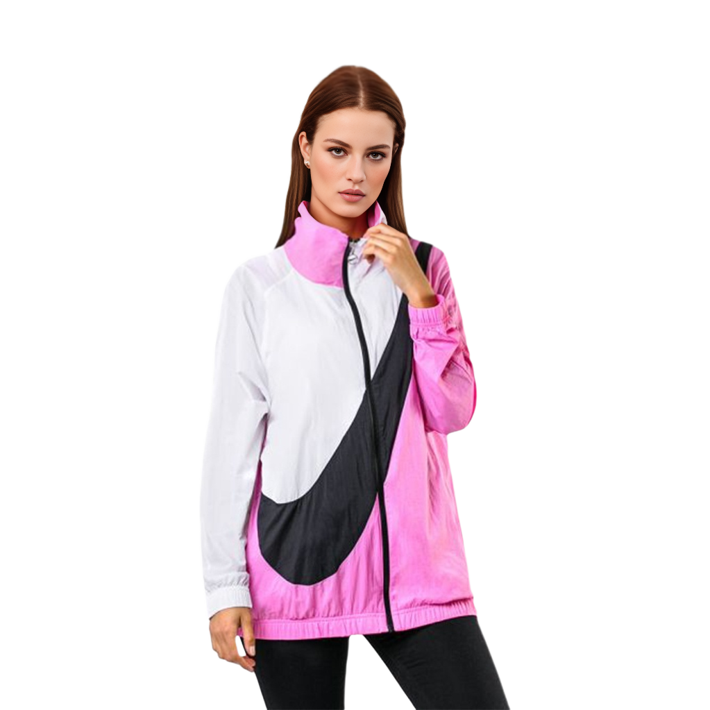 Женская куртка Nike Sportswear Woven Swoosh Jacket (розово-белая) — фото 3