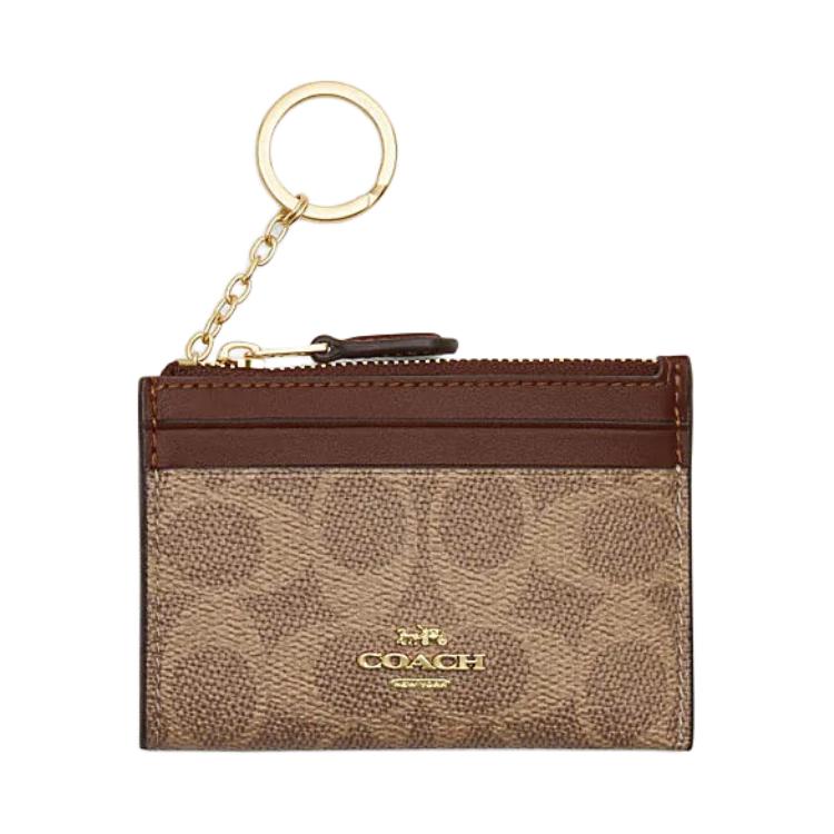 Женская сумка COACH COACH Skinny Id Case 11 (коричнево-желтая с коричневым)