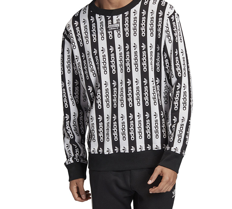 Мужское худи adidas originals D Crew (черно-белое) — фото 4