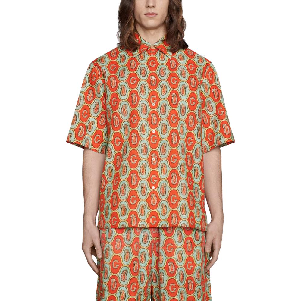 Мужская рубашка Gucci Logo (ярко-оранжевая) — фото 2
