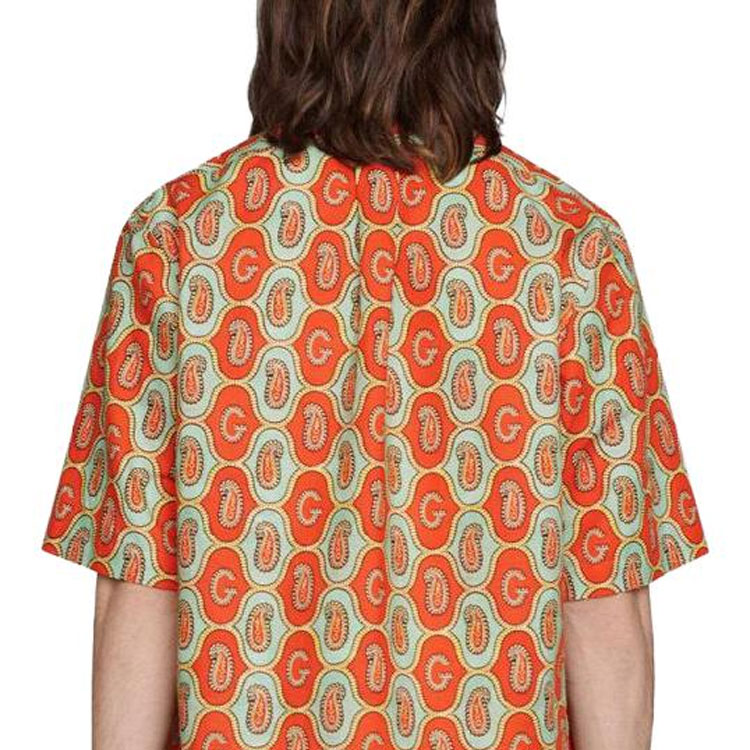 Мужская рубашка Gucci Logo (ярко-оранжевая) — фото 6