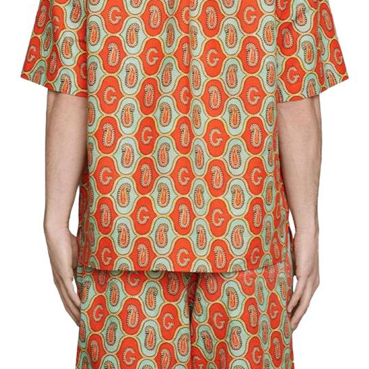 Мужская рубашка Gucci Logo (ярко-оранжевая) — фото 5