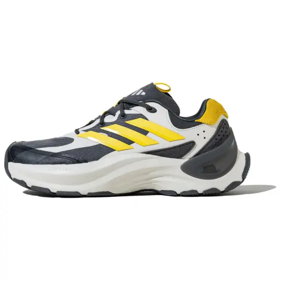 Adidas Maxxwavy Anti Slip Wear Resistant Low Top Chunky Sneakers Unisex Dark Gray Silver Yellow