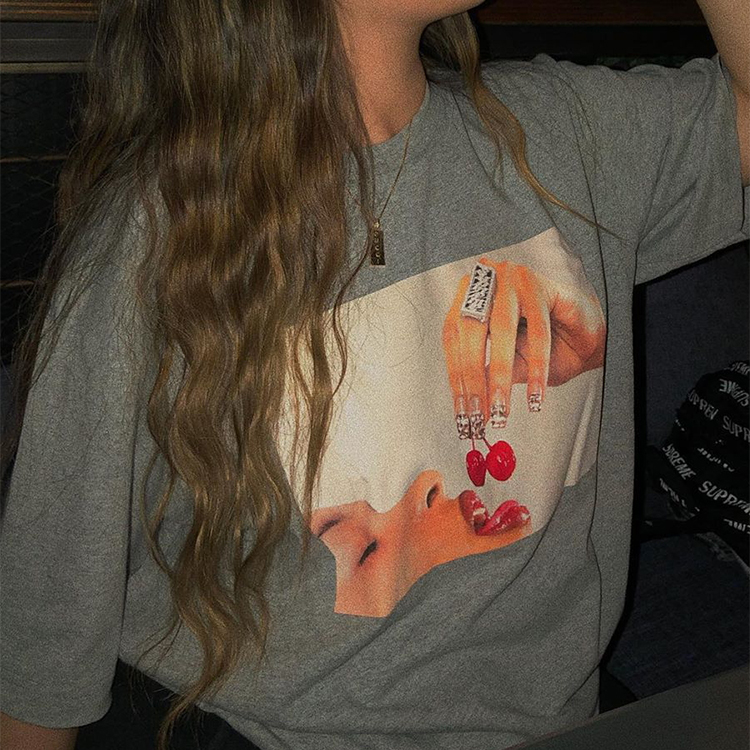 Футболка Supreme SS20 Week 1 Cherries Tee T (серая) — фото 2