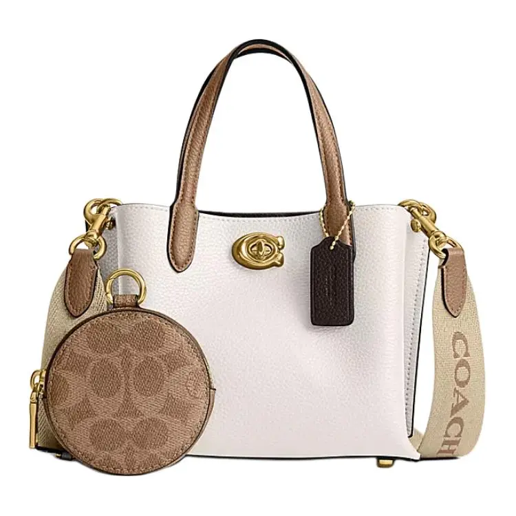COACH Willow Pebbled Leather One Shoulder Crossbody Tote Bag, Shopping Bag, Handbag Small Women's Light Pink