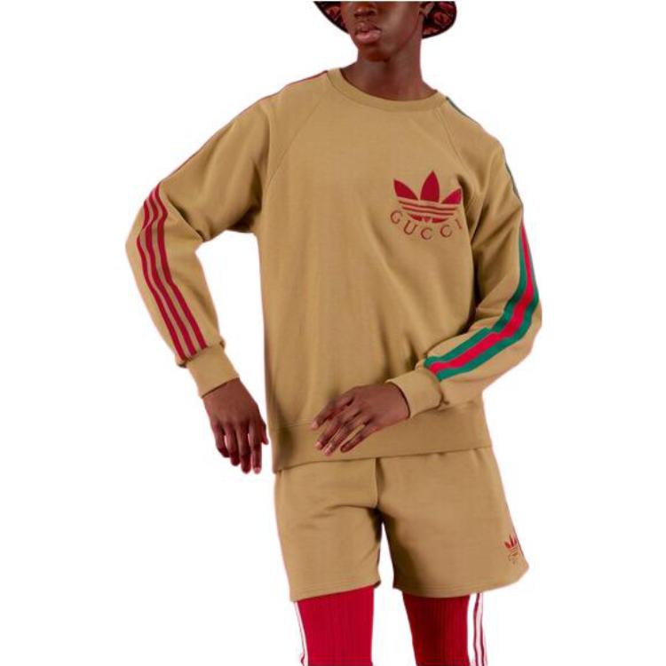 Мужская худи Gucci x adidas originals (глубокий бежевый) — фото 5