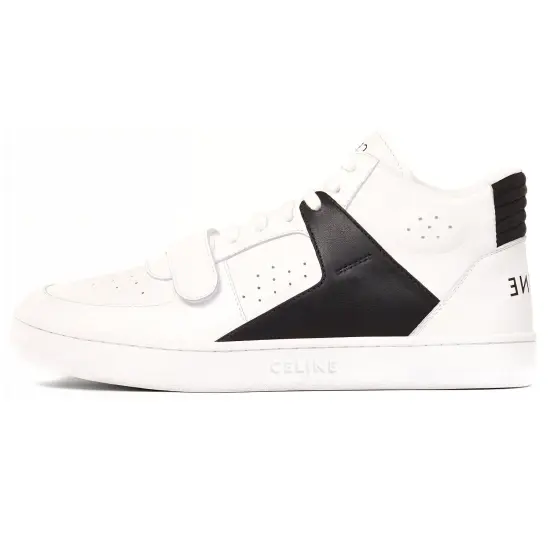 CELINE Skateboard Shoes Women's Mid-Top White Black