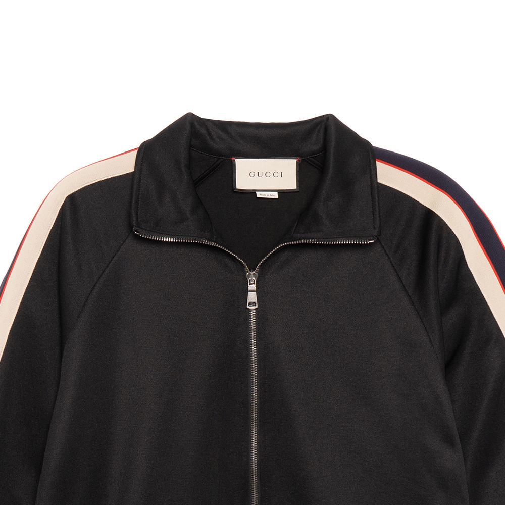 Мужская куртка Gucci Technical Jersey Track Jacket (черная) — фото 13