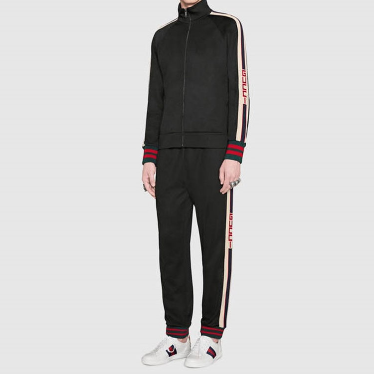 Мужская куртка Gucci Technical Jersey Track Jacket (черная) — фото 15