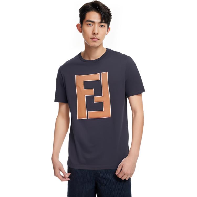 Мужская футболка Fendi LogoT (черная) — фото 6