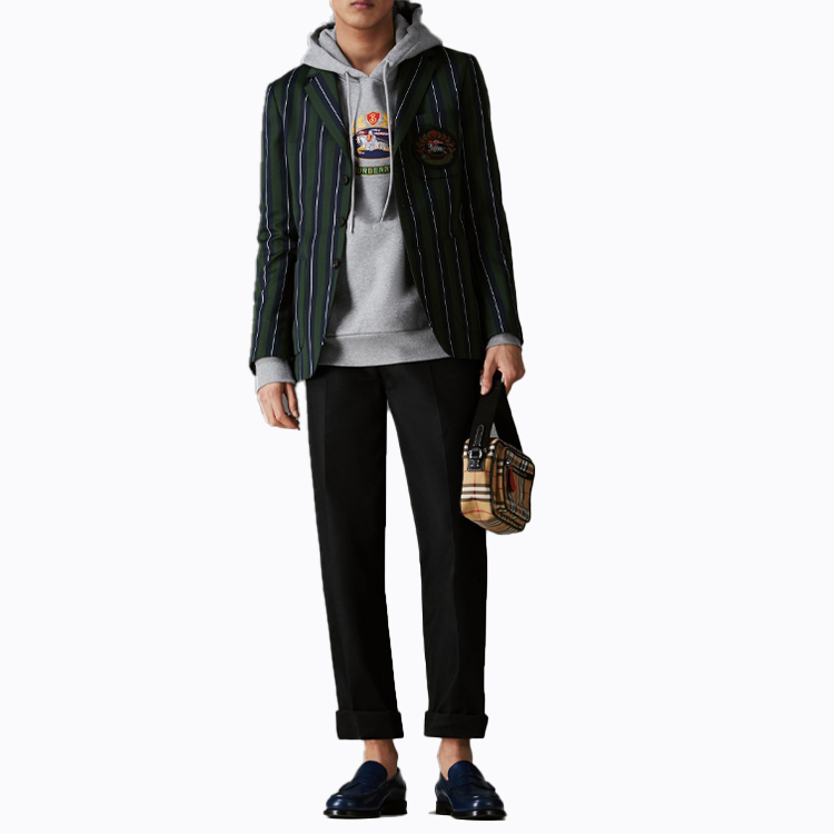 Мужское худи Burberry Logo Hoodie (светло-серое) — фото 4