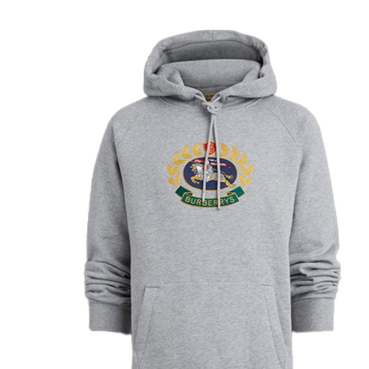 Мужское худи Burberry Logo Hoodie (светло-серое) — фото 6