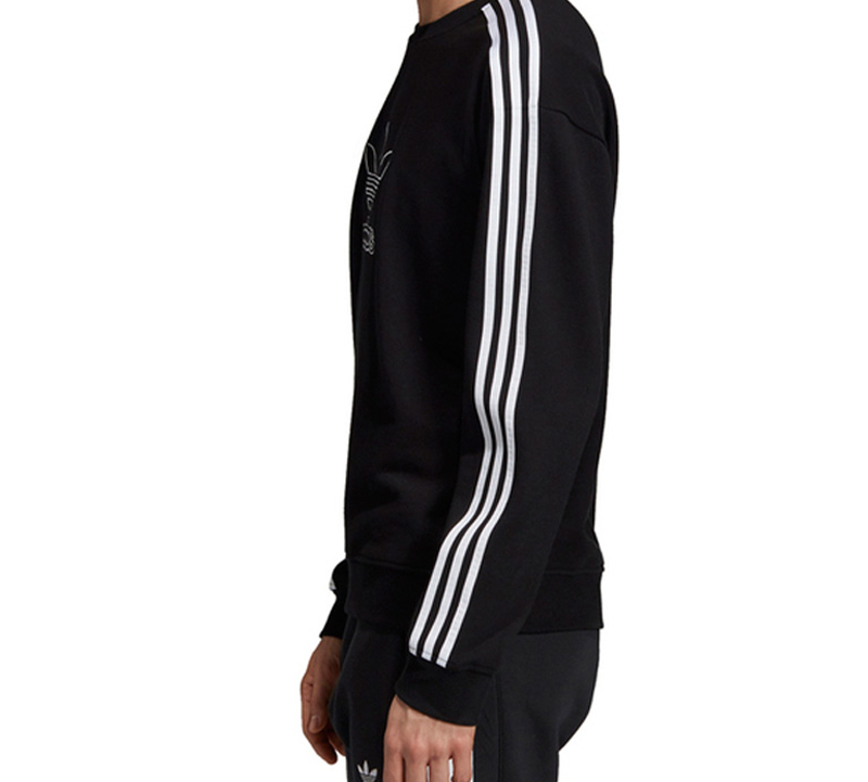 Мужское худи adidas originals с полосками (черное) — фото 4