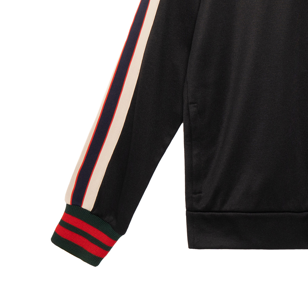 Мужская куртка Gucci Technical Jersey Track Jacket (черная) — фото 12