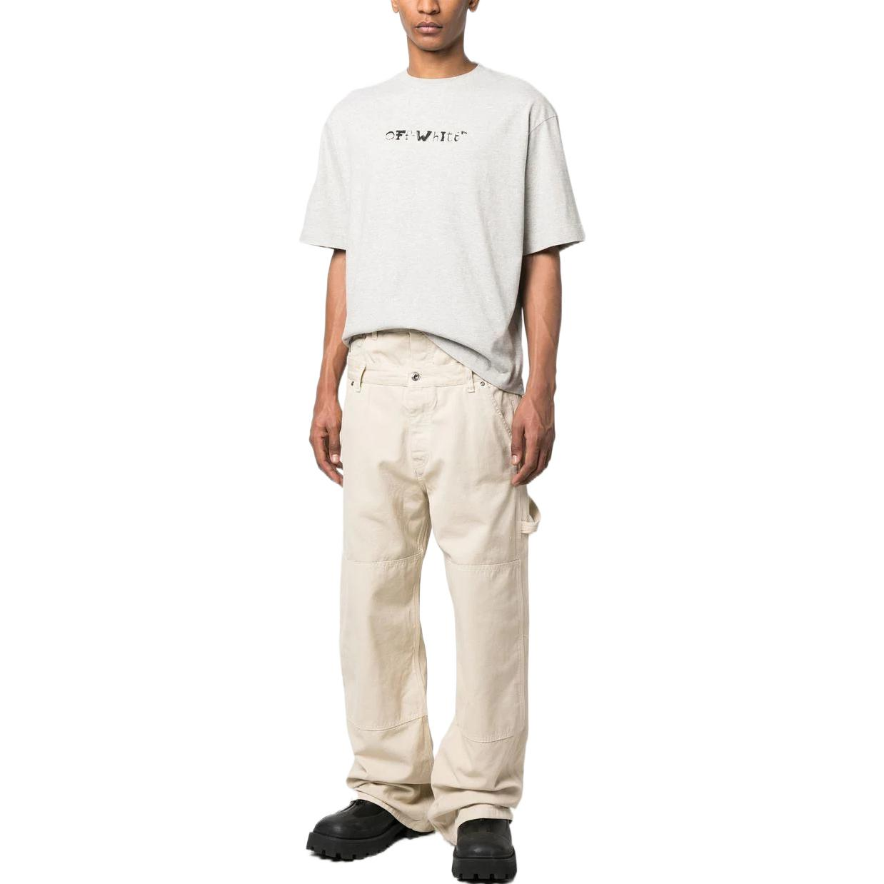 Мужская футболка OFF-WHITE Logo (светло-серая) — фото 4